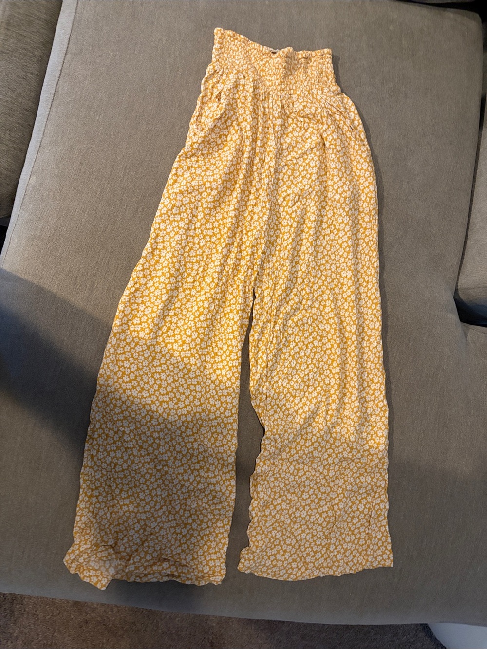 American Eagle Floral Smocked Wide-Leg Pants